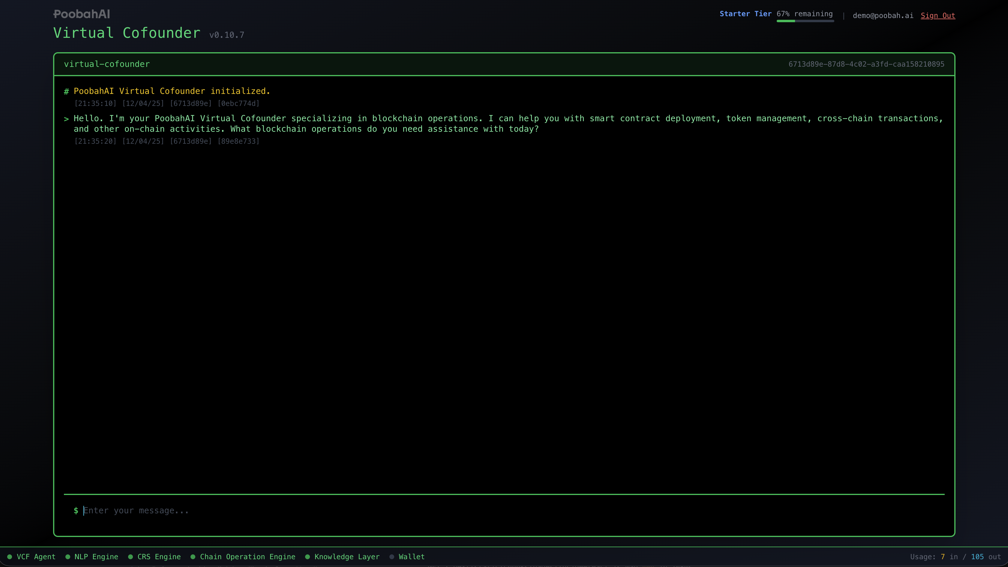 Virtual Cofounder Interface